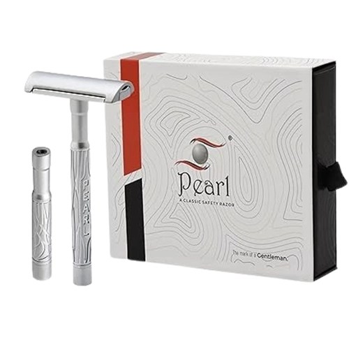 K2 Dual handle Double Edge Safety Razor made with Brass Metal Handle (Silver)